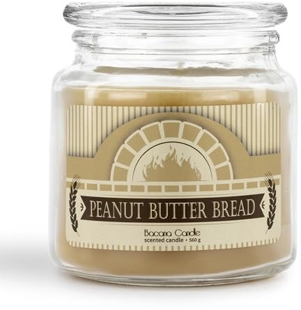 Bacana Candle - Bougie Parfumée en Pot de Verre - Bougie Parfumée en Pot avec Couvercle - Bougie Cadeau Originale - 560 Grammes - Durée de Combustion ± 100 - Peanut Butter Bread - Pain
