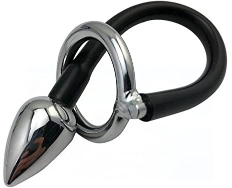 Jinqian Edelstahl Anal Beads Analkugel Analperlen Homosexuell Lange Analkette mit Penis Ring G-Punkt Stimulation Metall Dildo Groß Anal Dilatator Sexspielzeug für Männer (M-Kugel Ø34mm,Ring Ø45mm)