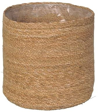 SMPLY. Macetero Semirígido de Yute Redondo Cesta Mimbre Ideal para Macetas o Tiestos Válida para Interiores o Terrazas 22 x 22 cm Color Natural