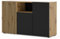 Homlando Kommode AURIS – Sideboard 42x135x82 cm mit 3 Türen, Wohnzimmer Kommode, Eichenholz Optik – Schwarz/Artisan Eiche
