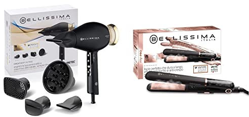 Bellissima Imetec Creativity 4 You, Asciugacapelli Professionale, 4 Accessori, 3 temperature, 1800 W & My Pro Imetec Steam B28 100 Piastra per Capelli Professionale a Vapore, 170°C - 200°C - 230°C