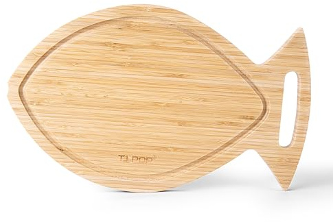 TJ POP Fish Shape Charcuterie Board, Bamboo Cutting Board for Kitchen, Cute Cheese Board & Serving Board, Personalized Cutting Board 15.74 x 9.84 x 0.6