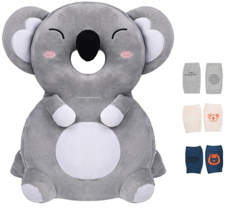 Eyands Koala Baby Kopfschutz Rucksack und Baby Knieschoner zum Krabbeln - Verstellbarer Baby Fallschutz Rucksack, Infant Fallschutz Kissen für Kleinkind Baby Walking