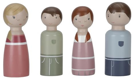 Little Dutch 7121 FSC, casa de muñecas de madera, juego de 4 piezas, color rosa