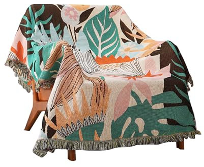 Ergocar Boho Kuscheldecke, Flauschige Wohndecke mit Quasten, Dünn und Bequem Jacquard Überwurf Decke, Weiche & Warme Reisedecken, Couchdecke für Schlafzimmer, Wohnzimmer, Büro