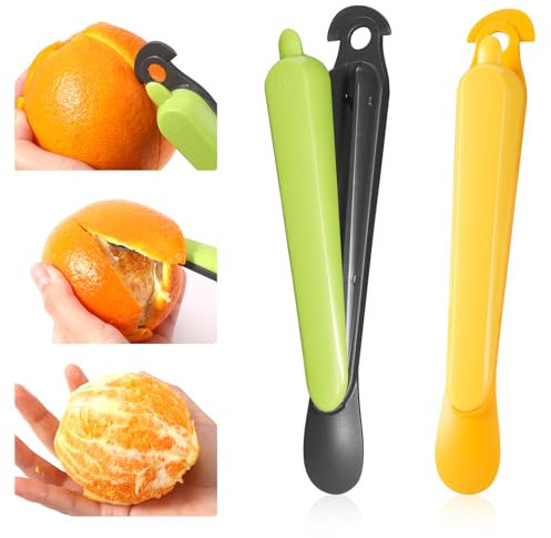 2 Pezzi Pelapatate per Arancia 5 in 1, Acciaio Inossidabile Pelafrutta Gadget da Cucina Pelapatate Pelapatate per Pomelo, Facile da Sbucciare per Uso Domestico in Cucina (Verde, Giallo)