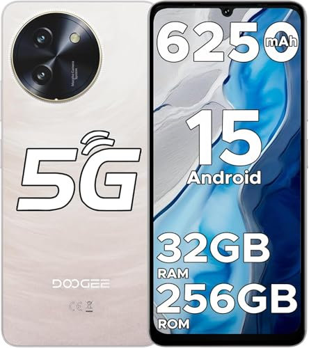DOOGEE Note 59 Pro 5G Handy Ohne Vertrag Android 15, 32 GB RAM + 256 GB ROM/TF 2 TB, 6250mAh Akku Smartphone, 120 Hz Display + 6,75 Zoll HD, 16 MP AI Kamera, 4K Video/NFC/Dual SIM/Face ID/Widevine L1