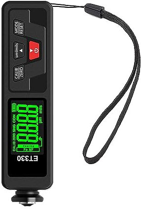 Medidor Espesor Pintura, Medidor de espesor de recubrimiento ET330 + Zn retroiluminación 0-1500um medidor de espesor de pintura de coche medidor de espesor de recubrimiento de película for coche(Black