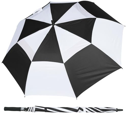 A2Z Golf Ombrello Apertura Automatica 152cm Grande Doppia Cupola Ventilata Durevole Stecche in Fibra di Vetro Manico Morbido EVA Antivento Pioggia Sole Protezione UV Doppia Per Uomini & Donne
