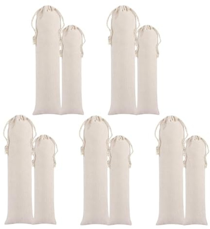 GALPADA 10 StüCk Baumwoll Leinen Beutel Mit Kordelzug Wiederverwendbare Bestecktaschen FüR EssstäBchen Trinkhalme Aufbewahrungstasche FüR Schule Arbeit Picknick Camping 9.84X3.15In
