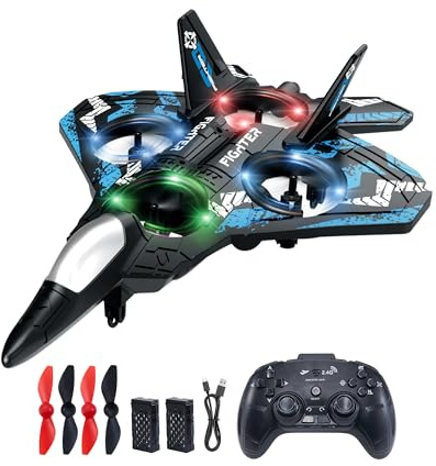 JoyRapt Drones for Kids Form RC Plane, Remote Control Airplane, Aircrafts Toys for Boys and Girls, Jet Helicopter Drones with LED Lights 360° Flip, Gifts for 6 8 10 Year Old Boys 2 Rechargeable Batteries