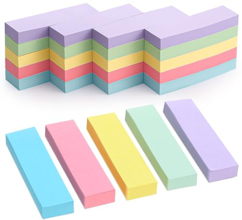 2000 Stück Haftnotizen Klein, 4 Set Farbige Haftnotizen 76x20mm Sticky Notes 5 Farben, Haftnotizzettel zum Markieren,Bunte Selbstklebende Notizblöcke Book Tabsg für Büro Zuhause Schule