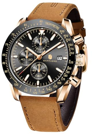 BENYAR By, orologio analogico al quarzo, impermeabile, 50 m, classico, in pelle, casual, elegante, da lavoro e da lavoro, da uomo