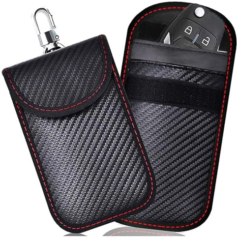 Faraday Pouch for Car Keys, Red Car Key Signal Blocking Case, Keyless Entry Car Keys Case | RFID Blocker Bag for Car Security, Car Safety Protector