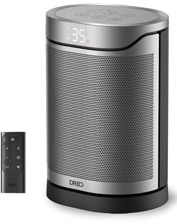 DREO Radiateur céramique 318, 1500 W, chauffage électrique pour chambre, protection contre la surchauffe et le basculement, thermostat réglable, verrouillage enfant, économie d’énergie jusqu’à 40%