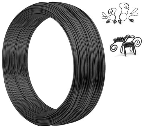AUAUY aluminiumtråd kaliber 18 för kreativa hobbies - 1 mm x 50 m, flexibel tråd för pyssel, smyckesskapande, kranstillverkning och skulptur, svart