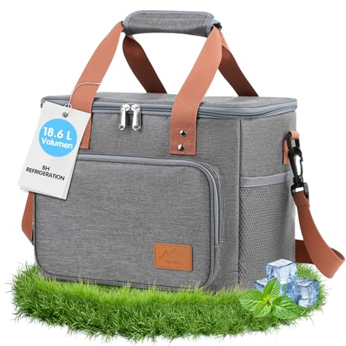 GRIRDDIV Borsa Termica Porta Pranzo 18.6L(35 Lattine), Borse Frigo Piccola Pranzo Ufficio per Uomo e Donna, Borsa Termica Addensato, Impermeabile Lunch Bag con Tracolla per Lavoro, Mare, Viaggio