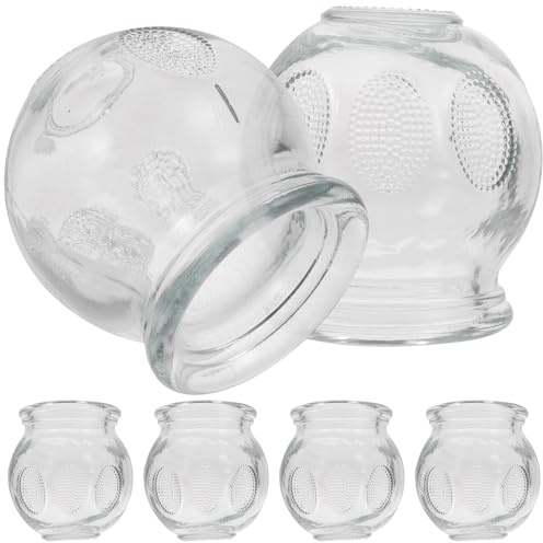 POPETPOP Ensemble de 6 Ventouses en Verre pour Ventouse Corps, Thérapie Cupping Verre Massage Confortable et Forte Aspiration, pour Visage et Plantes des Pieds