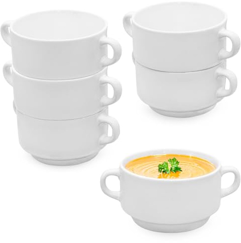 Spetebo Keramik Suppentasse 200 ml weiß mit Henkel - 6er Set