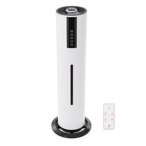 Humidificateur 8L avec télécommande, humidificateur d'ambiance avec 3 niveaux de brume, réglable à 360°, minuterie 12h, silencieux 35dB pour chambre à coucher et bureau, avec écran LED et fonction