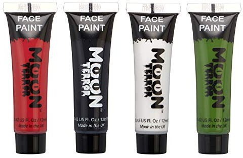 Moon Terror Pintura facial de Halloween Pintura corporal | Juego de 4 | Maquillaje SFX, Maquillaje de efectos especiales | 12ml