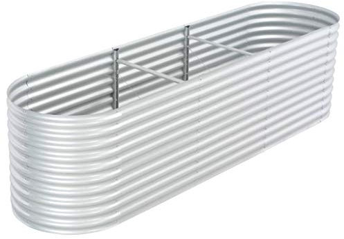 Tidyard Pflanzkübel Pflanzgef?? Verzinkter Stahl Pflanzkasten Metall Blumen Gemüse Hochbeet Balkon Garten Pflanzbeet 320 x 80 x 81 cm Silbern