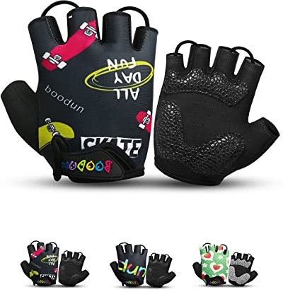 KONVINIT Fahrradhandschuhe Kinder,Hablfinger MTB Handschuhe,Sommer Radhandschuhe für Jungen und Mädchen 1 2 3 4 5 6 7 8 9 10 Jahre,für Mountainbike,BMX,Roller,Laufrad,Radfahren,Rennrad,M