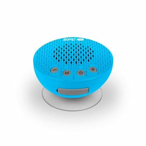 SPC Splash 2 Haut-Parleur sans Fil Bluetooth 5.0 pour Douche avec Ventouse IPX5, Radio FM, Mains Libres, Microphone, Bleu