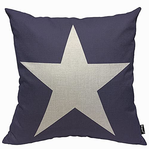 Mugod Blue Star Cushion Cover Throw Pillow Covers Abstrat Usa Star Design on The Blue Background Pillow Case for Men Women Decorative Home Sofa Chair Couch 45x45cm/18x18 Inch