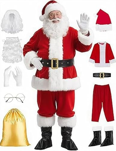 GEMVIE Costume de Père Noël pour adulte 10 pièces (XXL)