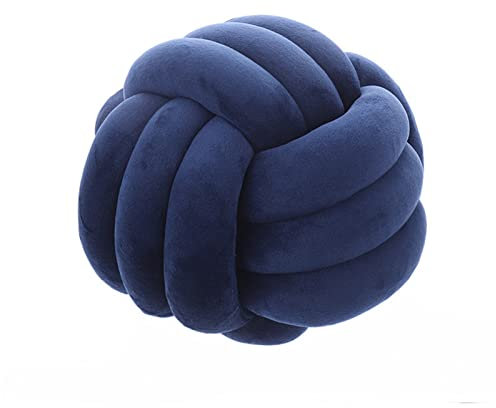 Koomuao Knotenkissen Rund Weicher Samtstoff Knoten-Ball-Kissen Nordische Dekokissen Zierkissen Knoten Geknotetes Kissen für Sofa, Bett, Wohnzimmer, Babyzimmer (Navy blau, 22cm)