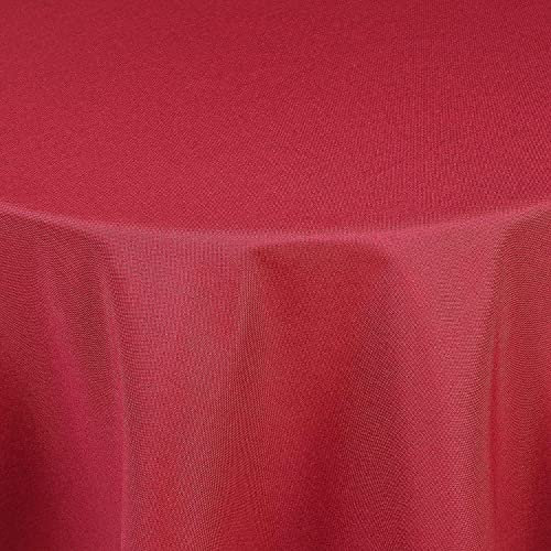 Tischdecke | Rot - Rund - 220cm | Gartentischdecke | Outdoor-Decke | Lotus-Effekt | Leinen-Optik | Schmutzabweisend