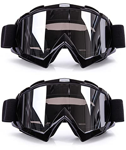 ZukMi Dirt Bike Goggles ATV Motocross Motorcycle MX Off Road for Men Women Adult Youth Riding Racing (Black Frame+Clear Lens)