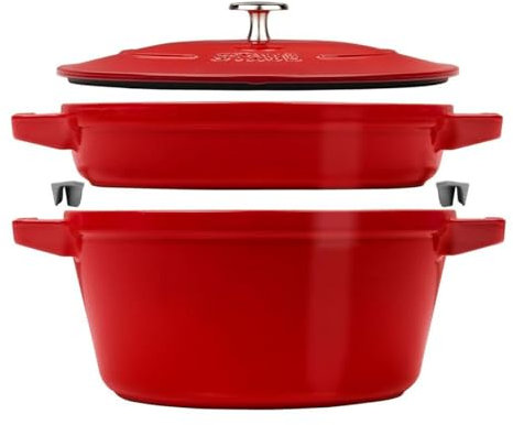 STAUB La Cocotte Kochtopfset, 2-tlg rund Gusseisen Kirsch-Rot Kochtopf Topf