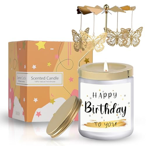 Happy Birthday Geburtstagsgeschenk für Frauen Drehender Schmetterling Duftkerzen Lustige Geschenke für Frauen Mama Mütter 30 40 50 60 18 Geburtstag Beste Freundin Schwester Oma Paare Personalisierte