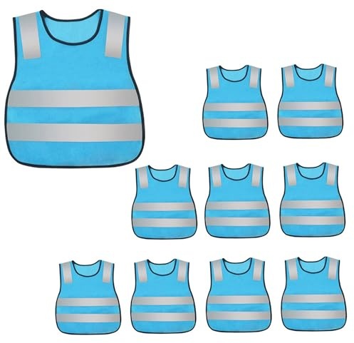 Toddler Safety Vest Lightweight Camping Pull-On High Vis Waistcoat Coming Home from School Construction Vest Blue 10 Pack