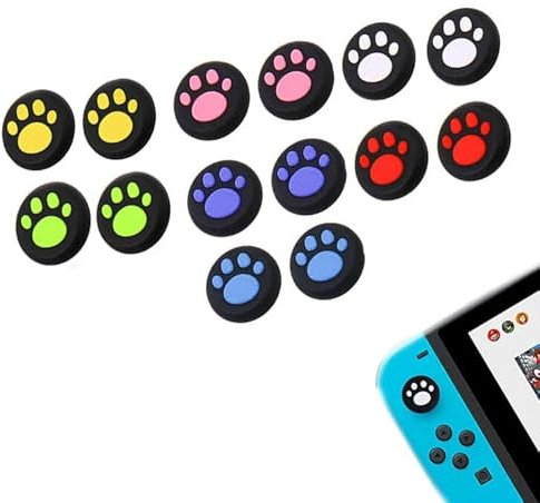 Poignées Pouce Silicone,Remplacement Joystick Silicone,Cat Claw Capuchons Pouce Switch,Capuchon de Poignée de Pouce Compatible,Joysticks de Remplacement en Silicone,14 Pcs (7 Paires)