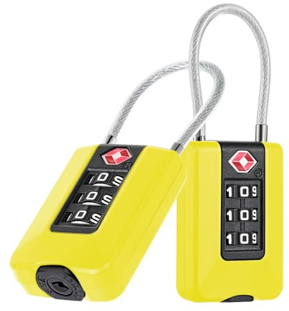 ZHEGE Suitcase Locks TSA Approved,3 Digit Travel Locks (2P, Yellow)