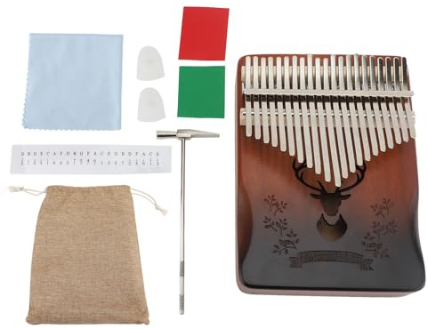 Kalimba 21 Keys thumb piano, bärbart fingerpiano med graverade anteckningar Musikinstrument för nybörjare vuxna barn musikälskare föreställningar (Odpłynąć) (Jelenie leśne)