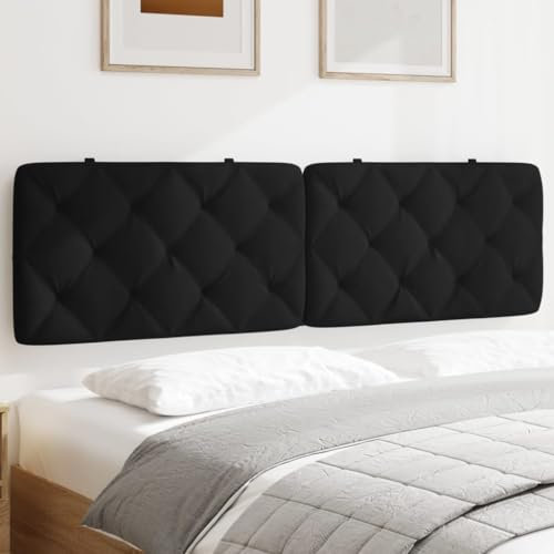 Black Velvet Headboard Cushion 180 cm, King Size Bed Backrest Pillow, Soft Upholstered Headboard Pad, Ideal for Bedroom Decor and Comfort
