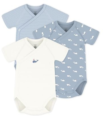 Petit Bateau Lot de Bodies Croisés Manches Courtes en Coton Imprimé Bébé Multicouleur A0far00 Sous Vêtements JOUR Mixte bébé (lot de 3)