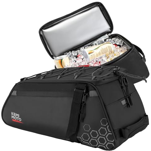 KEMIMOTO 2 IN 1 Fahrradtasche mit Kühlfunktion, 17L Kapazität - 11L Gepäckträgertasche mit Abnehmbarer 6L Isoliertasche, Mehrere Fächer, mit Tragegriff und Schultergurt, Fahrrad Taschen hinten