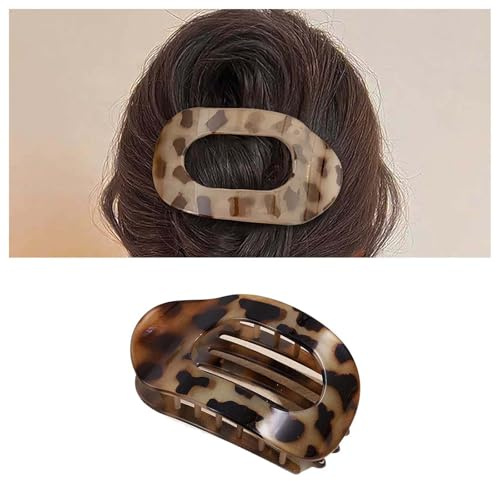 Cybche Pinza para el pelo de caparazón de tortuga Clips de garra planos grandes Pasadores de garra de carey Clip para la cabeza con estampado de leopardo Pasador de pelo de carey marrón(marrón1)