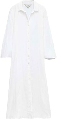 Marks & Spencer Robe Chemise midi en Coton avec Lin