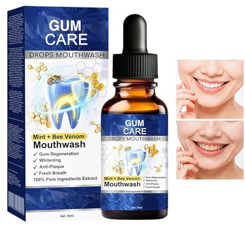 Alcohol Free Mouthwash, Tooth Care Cleaning System, 50ml Tooth Gum Wash with Mild Freshening Feature, Daily Hygiene Solution for Adults Use, Compact Travel Mouth Rinse with Clean Modern Design
