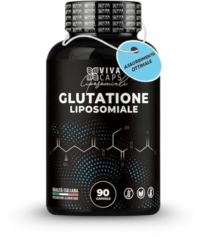 VIVACAPS Glutatione liposomiale 250mg con acido alfa lipoico, vitamina c, nac e quercetina 90cps, Glutatione forte ridotto azione antiossidante - Made in Italy