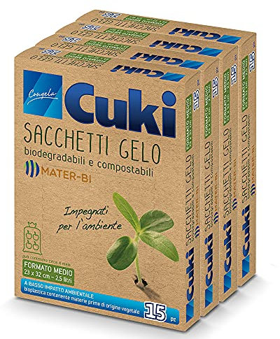 Cuki Sacchetti Gelo biodegradabili e compostabili in MATER-BI - 23 x 32 cm - 2,5 L - 60 pz, 4 Confezioni