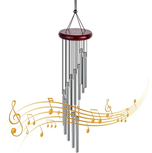 Carrillon de Viento Exterior Metal de Carillón de Viento de Tubos Largos Carillón de Viento con 12 Tubos de Aleación de Aluminio Melodía Carillones de Viento para Hogar Jardín Patio Balcón Regalos