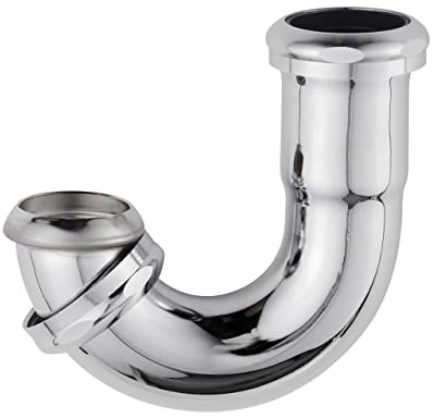 ZM Heavy-Duty Brass J-Bend Sink Trap with a Captive Nut Connection, 1-1/2 inch, Chrome, 20GA