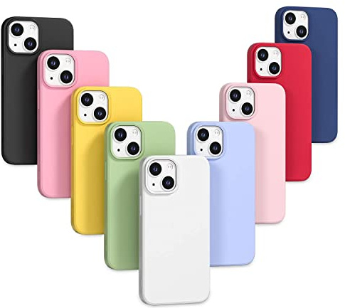 Coqinen 9X Hülle Kompatibel mit iPhone 14, Ultra dünn Silikon Handyhülle Matt Stoßfest Weiche Schutzhülle, 9 Farbe